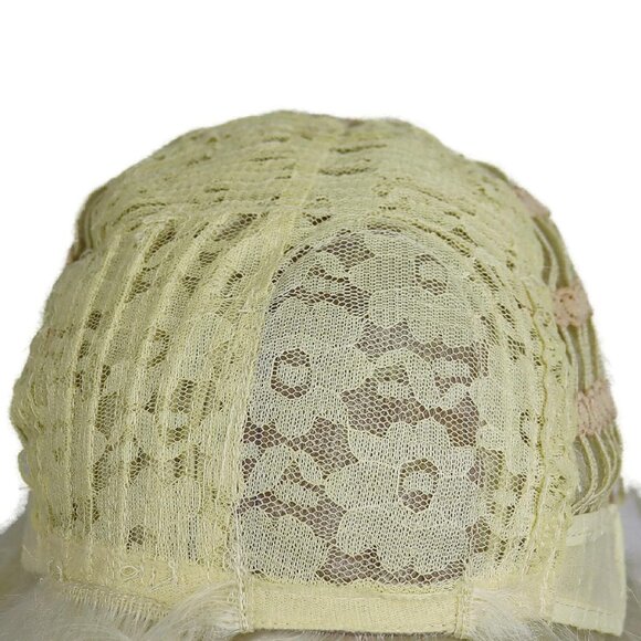 Short Blonde Curly Wig for Women - 80s Flip Style, Platinum Blonde, Synthetic - Picture 6 of 11